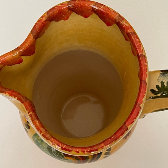 ITALIAN Artisan Hand Painted Glazed Clay Small Serving Pitcher Rooster Motif - Picture 4 of 10